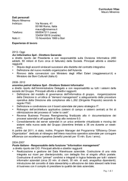 Graduatoria di ammissione al colloquio &ndash; area Centro