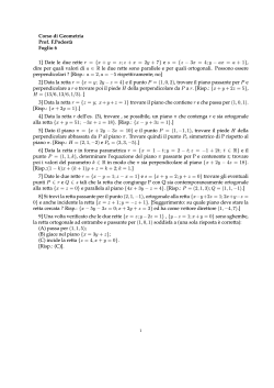 Corso di Geometria Prof. F.Podest`a Foglio 6 1] Date le due rette r