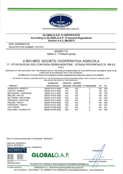 GLOBALG.A.P. &reg; CERTIFICATE