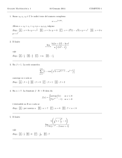 Analisi Matematica 1 16 Gennaio 2014 COMPITO 1 1. Siano z0,z1
