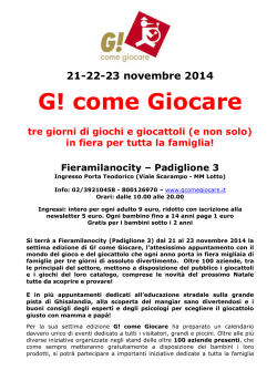 G! come Giocare 2014 - 21/22/23 novembre 2014