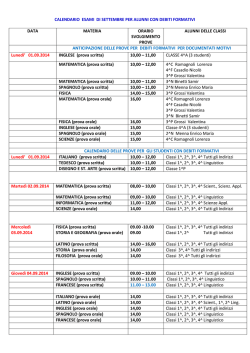 Il Calendario Esami per DF 2014