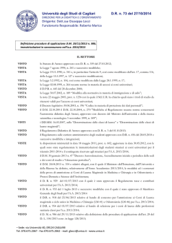 Università degli Studi di Cagliari D.R. n. 73 del 27