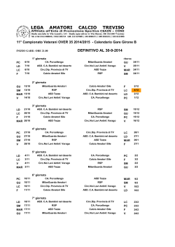 Calendario Gare OVER 35 - girone B - 2014-2015