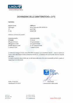 DICHIRAZIONE DELLE CARATTERISTICHE n. 2/13