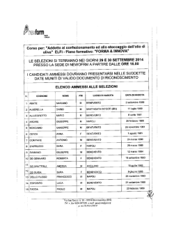 Elenco ammessi e date delle selezioni
