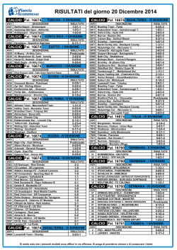 RISULTATI del giorno 20 Dicembre 2014