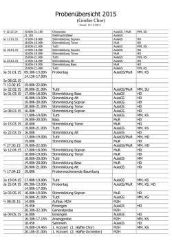 Probenübersicht 2014 Großer Chor - Leonhardi