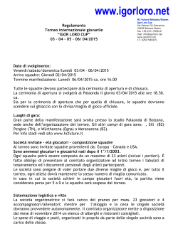 Igor Loro Cup 2015 regolamento e modulo iscrizione Italiano