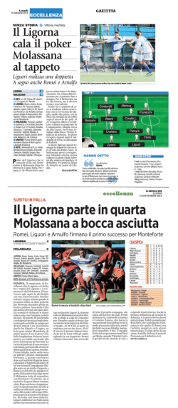 il ligorna parte in quarta molassana a bocca asciutta