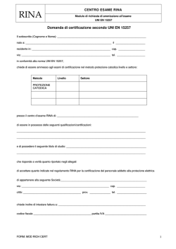 Domanda di certificazione secondo UNI EN 15257