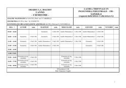 I ANNO &ndash; I SEMESTRE -