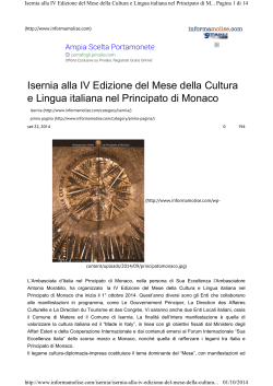 Isernia alla IV Edizione del Mese della Cultura e Lingua italiana nel