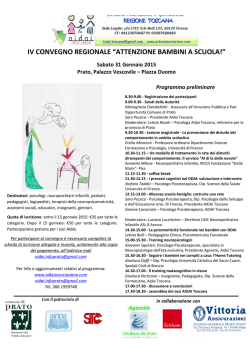 IV Convegno Regionale "Attenzione bambini a scuola". Programma