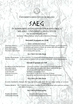 iv seminario avanzato di epigrafia greca milano &ndash; universit&agrave; degli