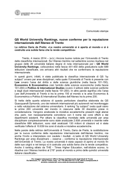 cs QS by subject_2014 - Università degli Studi di Trento