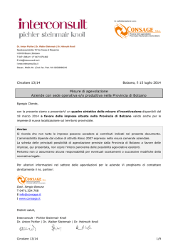 Misure di agevolazione Aziende con sede operativa e/o produttiva
