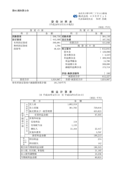 貸 借 対 照 表 損 益 計 算 書 - 株式会社コスモサミット