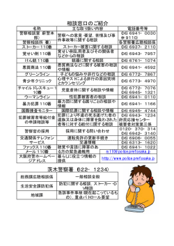 茨木警察署（622&minus;1234） 相談窓口のご紹介
