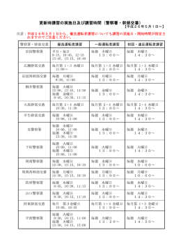 更新時講習の実施日及び講習時間（警察署・幹部交番） - 山口県警察