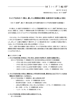 キャリア志向の F1 層は、癒しや人間関係の開拓・改善目的 - M1・F1総研