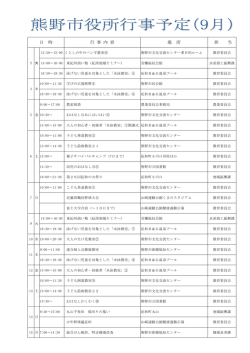 行 事 内 容 場 所 担 当 日 時 - 熊野市
