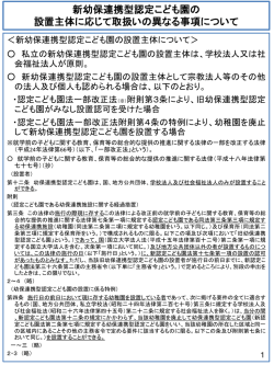 新幼保連携型認定こども園の 設置主体に応じて取扱いの異なる事項