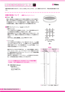 試薬の粒径について：メッシュとマイクロメートル