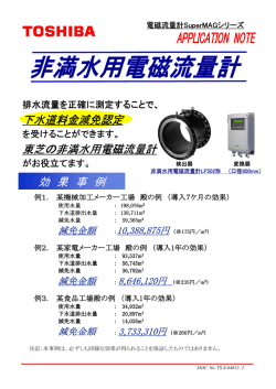 効 果 事 例 下水道料金減免認定 東芝の非満水用電磁流量計