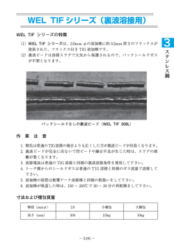WEL TIF シリーズ（裏波溶接用）