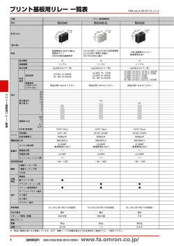 プリント基板用リレー 一覧表