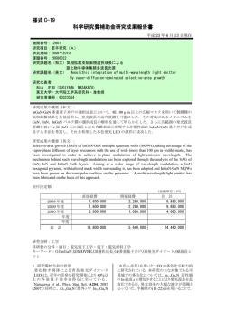 様式 C-19 科学研究費補助金研究成果報告書 - KAKEN - 科学研究費