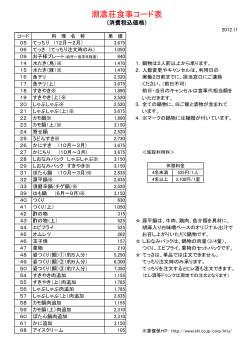 潮濤荘食事コード表