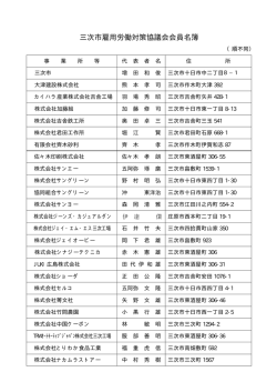 三次市雇用労働対策協議会会員名簿