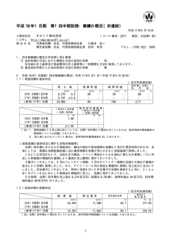平成 18 年1月期 第1四半期財務・業績の概況（非連結） - モロゾフ