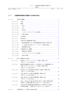 2.7.1 生物薬剤学試験及び関連する分析法の目次