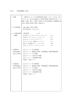 別表1 「自動制御機器一覧表」 1 概要 1階防災センター  - 滋賀県立大学