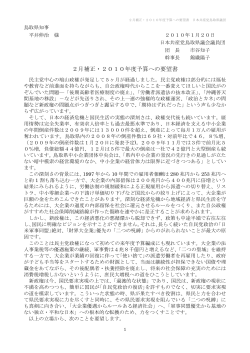 2月補正・2010年度予算への要望書 日本共産党鳥取県議団 錦織陽子