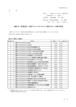 上場ETF （管理会社：日興アセットマネジメント）に関する日々の開示事項