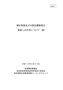 補正制度及び分割出願制度の 見直しの方向について - Japan Patent