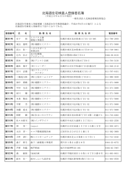 北海道住宅検査人登録者名簿（H25年6月26日現在)