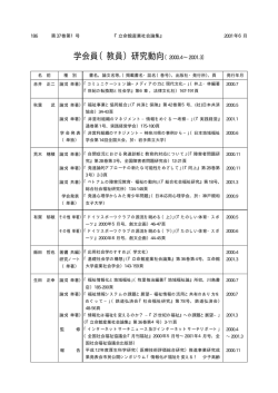 学会員（教員）研究動向〔2000.4&sim;2001.3〕 - 立命館大学
