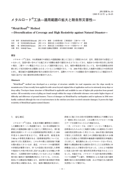 メタルロード&reg;工法̶適用範囲の拡大と耐自然災害性̶