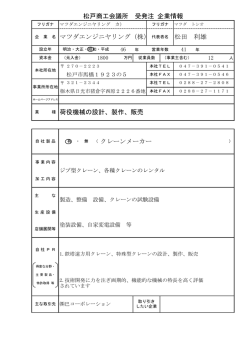 松戸商工会議所 受発注 企業情報 企 業 名 マツダエンジニヤリング（株