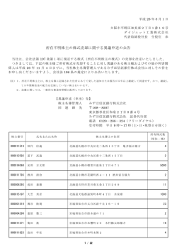 所在不明株主の株式売却に関する異議申述の公告を掲載致しました。