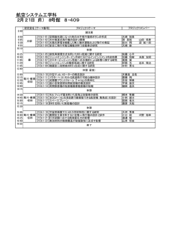 航空システム工学科 2月21日（月） 8号館 8・409