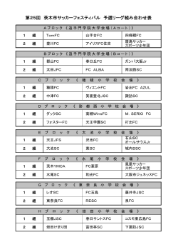 第25回 茨木市サッカーフェスティバル 予選リーグ組み合わせ表