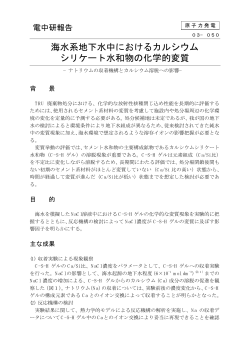 海水系地下水中におけるカルシウムシリケート水和物  - 電力中央研究所