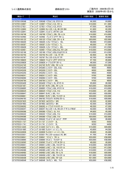 シイノ通商株式会社 価格改定リスト ご案内日 2008年2月1日 実施日