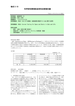 様式 C-19 科学研究費補助金研究成果報告書 - KAKEN - 科学研究費